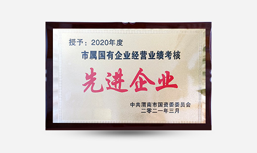 授予：2020年度市屬國有企業(yè)經營業(yè)績考核先進企業(yè)