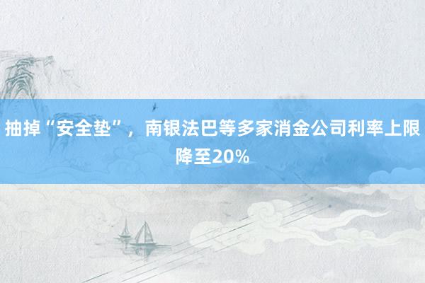 抽掉“安全垫”，南银法巴等多家消金公司利率上限降至20%