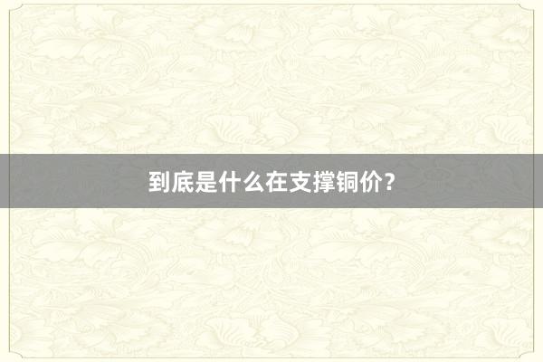 到底是什么在支撑铜价？