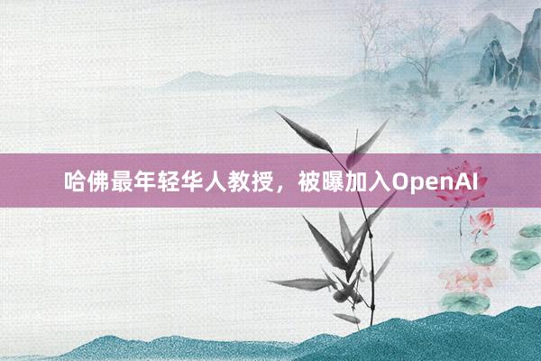 哈佛最年轻华人教授，被曝加入OpenAI