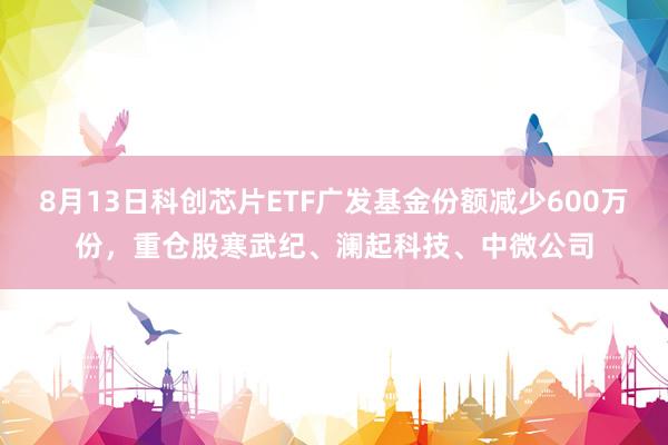 8月13日科创芯片ETF广发基金份额减少600万份，重仓股寒武纪、澜起科技、中微公司