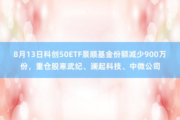 8月13日科创50ETF景顺基金份额减少900万份，重仓股寒武纪、澜起科技、中微公司