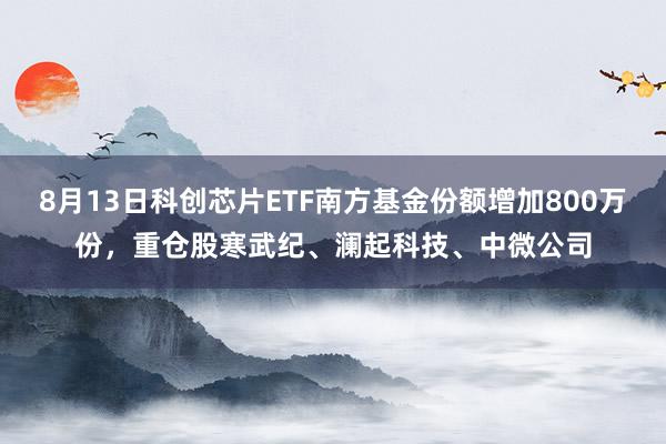 8月13日科创芯片ETF南方基金份额增加800万份，重仓股寒武纪、澜起科技、中微公司