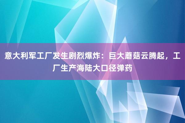 意大利军工厂发生剧烈爆炸：巨大蘑菇云腾起，工厂生产海陆大口径弹药