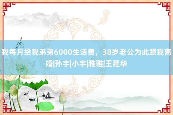 我每月给我弟弟6000生活费，38岁老公为此跟我离婚|孙宇|小宇|雅雅|王建华