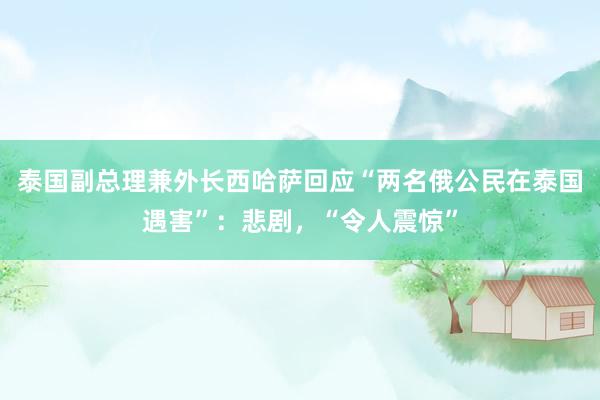 泰国副总理兼外长西哈萨回应“两名俄公民在泰国遇害”：悲剧，“令人震惊”