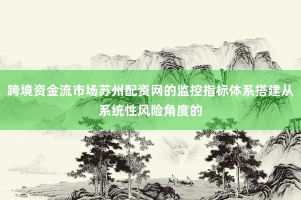 跨境资金流市场苏州配资网的监控指标体系搭建从系统性风险角度的