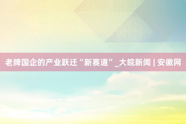 老牌国企的产业跃迁“新赛道”_大皖新闻 | 安徽网