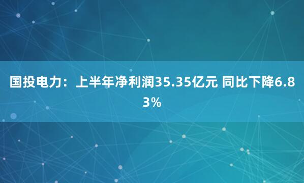 国投电力：上半年净利润35.35亿元 同比下降6.83%