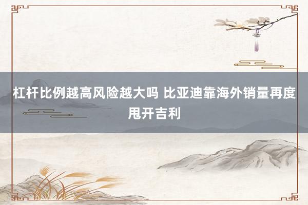 杠杆比例越高风险越大吗 比亚迪靠海外销量再度甩开吉利
