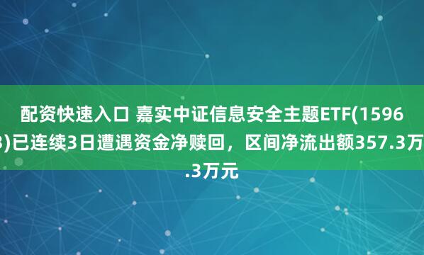 配资快速入口 嘉实中证信息安全主题ETF(159613)已连续3日遭遇资金净赎回，区间净流出额357.3万元