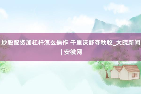 炒股配资加杠杆怎么操作 千里沃野夺秋收_大皖新闻 | 安徽网