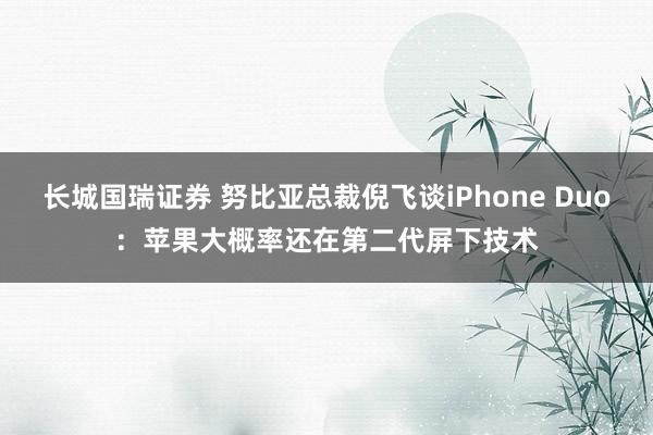 长城国瑞证券 努比亚总裁倪飞谈iPhone Duo：苹果大概率还在第二代屏下技术