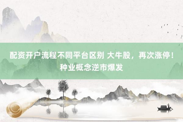 配资开户流程不同平台区别 大牛股，再次涨停！种业概念逆市爆发