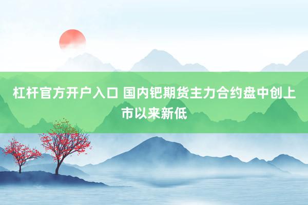 杠杆官方开户入口 国内钯期货主力合约盘中创上市以来新低