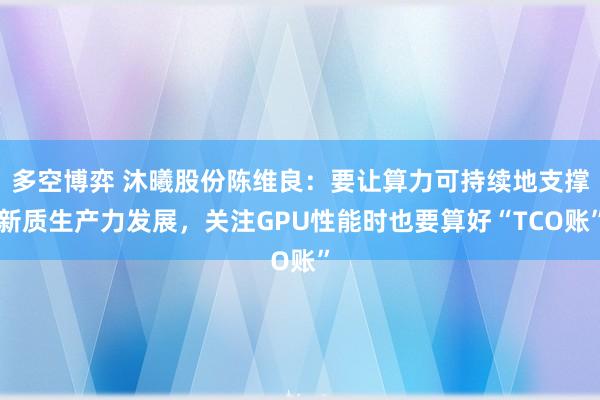 多空博弈 沐曦股份陈维良：要让算力可持续地支撑新质生产力发展，关注GPU性能时也要算好“TCO账”